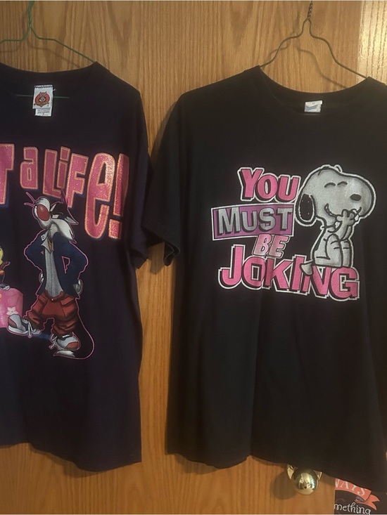 looney tunes Tops - Snoopy "You Must Be Joking" Black Graphic Tee & Tweety Sylvester Get a Life stop